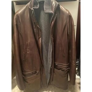 Seraphin cashmere-lined brown leather Jacket sz 48 (S/M)